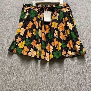 Who What Wear Women's Floral Belted Skirt XXL  Black Orange NWT